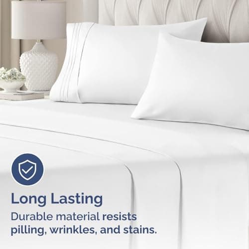 King Pillow Cases Set of 2 - Ultra Soft Hotel Quality Pillowcase Covers - Comfy, Cozy & Wrinkle Free - Shrinkage, Stain and Fade Resistant - Machine Washable Pillow Protectors - 2 Piece Set - White — view 3
