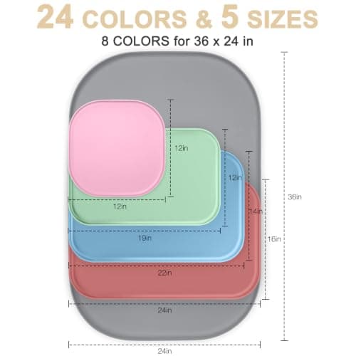 SMILOOL Silicone Pet Food Mat with Raised Edge for Food and Water Bowl, Dog Feeding Mats, Cat Food Trays for Floor Waterproof, Rubber Tray for Dogs and Cats, 19 x 12 x 0.7 Sakura Pink