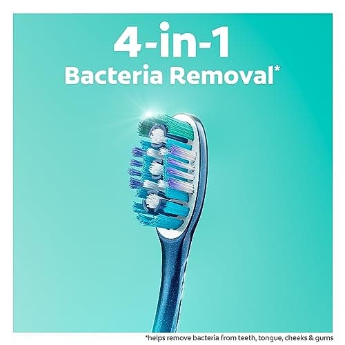 Colgate 360 Deep Clean Soft Toothbrush for 4 in 1 Bacterial Removal, Features Floss Tip Bristles and Tongue Cleaner, 4 Count — view 3