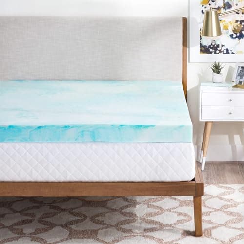 OLIXIS 2 Inch Twin Cooling Gel Infused Memory Foam Mattress Topper, Bed Pad