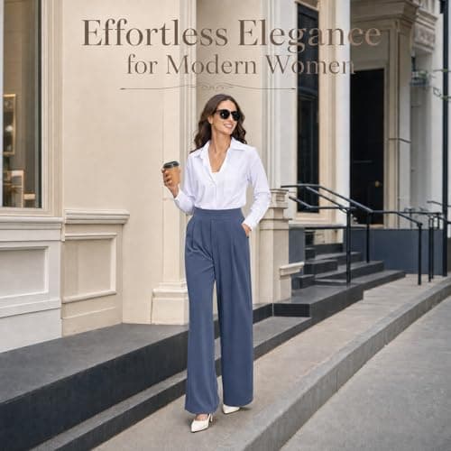 Dress Pants Women Straight High Waisted Stretch Work Pant 2026 Business Casual Flowy Slacks Trousers with Pockets Yoga Pants Women Black Medium