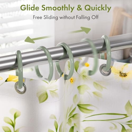 Amazer Plastic Shower Curtain Rings, 24 Pcs Shower Curtain Hooks, O Shape Sage Green Shower Curtain Hooks Rings, Easy to Snap Closure, Shower Hooks for Shower Curtain and Liner Bathroom — view 3