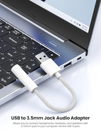 Fidioto USB to 3.5mm Audio Jack Adapter, Mic-Supported USB to Headphone Jack Adapter, External Sound Card with TRRS 4 Pole Jack Compatible with Headset, Mac, PS4, PC, Laptops, Desktops and More