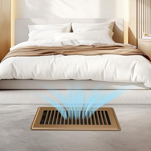 Floor Register 4x10, Brown Floor Vent Covers for Home Floor, Sidewall, Heavy Duty Steel Walkable Floor Grates, Adjustable Air Vent Covers Rust Proof Finish, 4" x 10'' Floor Vent, 6 Pack — view 4