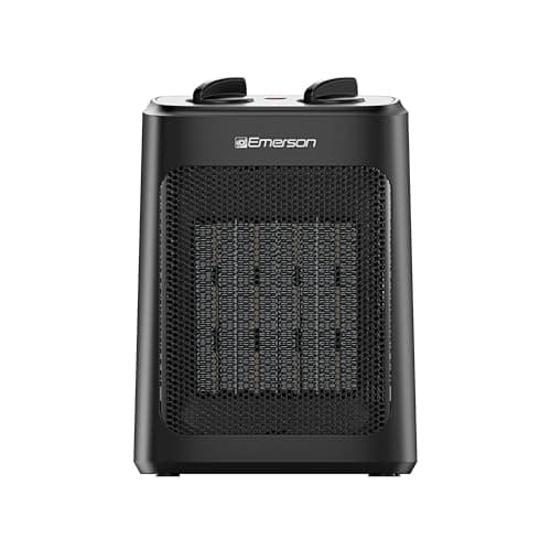 Emerson SH1501 1500W Electric Space Heater, Portable with 3 Level Thermostat, PTC Ceramic Fast Heating/Fan Modes, Indoor Use