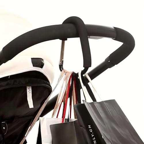 3PCS Stroller Hooks, 5.2'' Large Carabiner Clip - Carabiner Large, Baby Stroller Hooks for Hanging Bags, Stroller Accessories(Black) — view 2