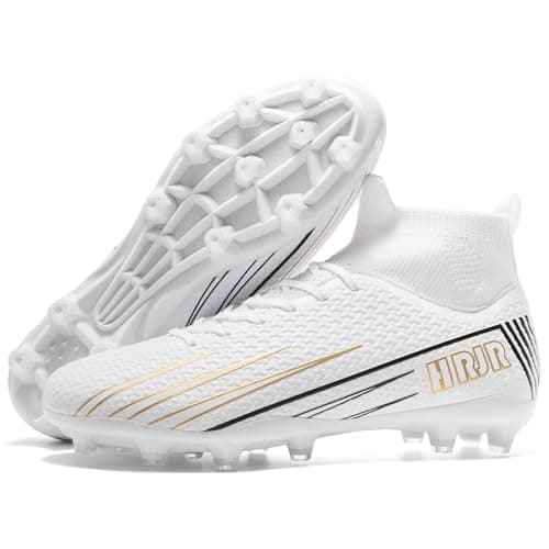 HRJR Mens Soccer Cleats Football Cleats Turf Athletic Sneaker White 7 — view 5