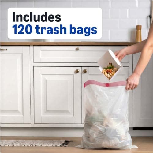 Amazon Basics Trash Bags, Tall Kitchen Drawstring, Unscented, 13 Gallon, 120 Count, Pack of 1, Packaging May Vary — view 3