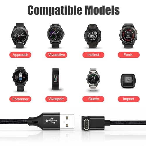 AGVEE 3.3ft Charger for Garmin Watch, L-Shape Charging Cable — view 4