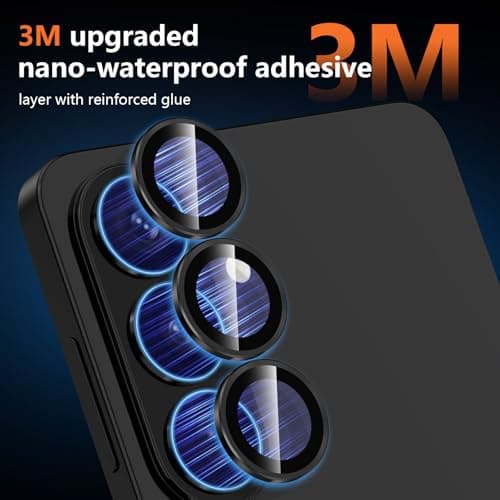 Avocase for Samsung Galaxy S26 Camera Lens Protector, Individual Metal Ring Tempered Glass Lens Cover, [Strong Adsorption] Scratch Resistant Ultra-Thin HD Clear Lens Cover, 1 Set-Black Ring — view 3