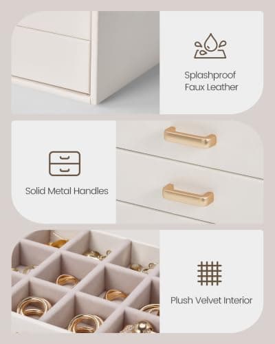 Lolalet Earring Organizer, Jewelry Box with Clear Lid -Beige, 5 Layer — view 2