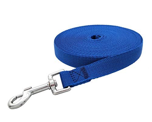 Nylon Training Dog Leash for Small Medium Large Dogs, 15ft 20ft 30ft 50ft Long Leash Dog/Puppy Lead for Obedience Recall Training, Camping (20ft, Blue) — view 2
