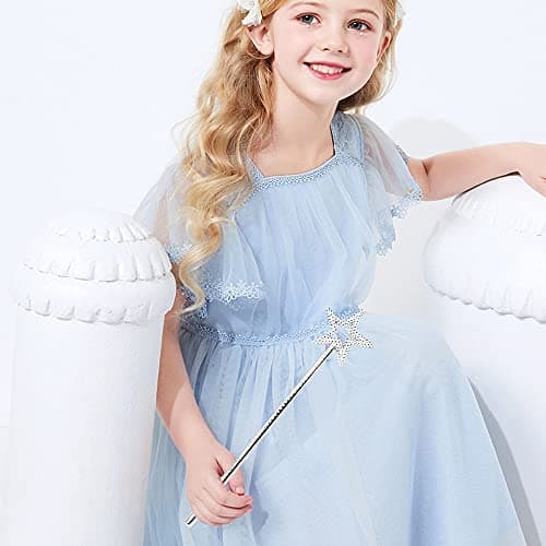 UOUYOO Silver 13 Inches Star Wand Angel Wand Princess Fairy Wand for Halloween, Christmas, Thanksgiving, Holiday Shows — view 3
