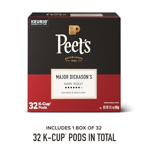 Peet's Coffee, Dark Roast Keurig K-Cup Pods, 100% Arabica Coffee - Major Dickason's Blend 32 Count (1 Box of 32 K-Cup Pods) — view 2