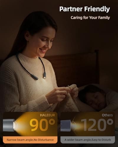 HALEEUR Rechargeable Book Light,3 Colors and Brightness Adjustable Reading Light,Bendable Neck Light,100hrs Long-Lasting,Perfect Reading Lamp Gift for Books in Bed, Knitting,Repairing,Working — view 3