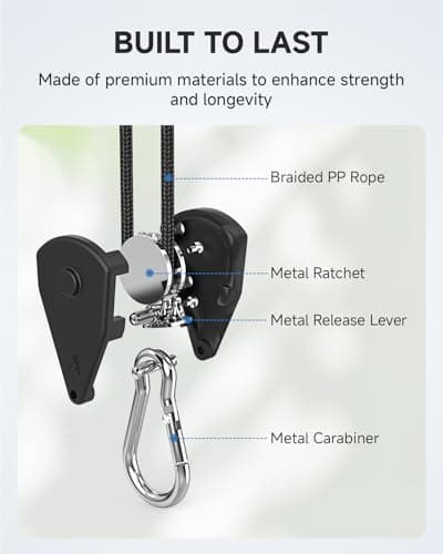 Fondwell 1/8" Small Ratchet Strap Mini Tarp Tie Down Grow Light Rope Hanger — view 5