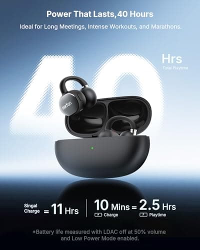 EarFun Clip 2 Open Ear Earbuds, Clip On Headphones, LDAC, Hi-Res Audio, 12mm Titanium Driver, 4 Mics AI Clear Call, AI Translation Earbuds, Secure Fit, 40H Playtime, Bluetooth 6.0 for Running, Workout — view 5