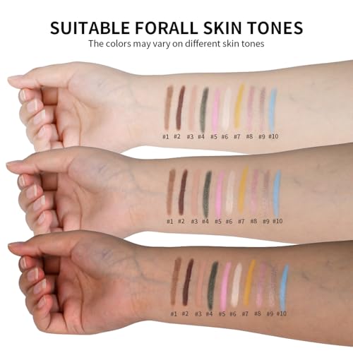 Wugbc Eyeshadow Stick Waterproof Cream Eye Shadow Pencil Long-Lasting Crease-Proof Shimmer Glitter Eyeshadow Crayon Smooth High Pigmented Highlighter Neutral Eye Shadow Liner Makeup, 1 CARAMEL — view 3