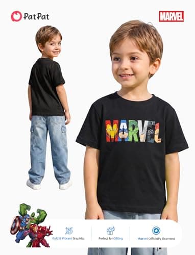 Disney Marvel Teen Tshirts Boys Avengers Black Tee Shirts Hulk Iron Man Young Kids Cartoon Short Sleeve Tops Children Summer Fall Activewear Holiday Soft Apparel Beach Tropical Clothes 8-9 Years — view 3
