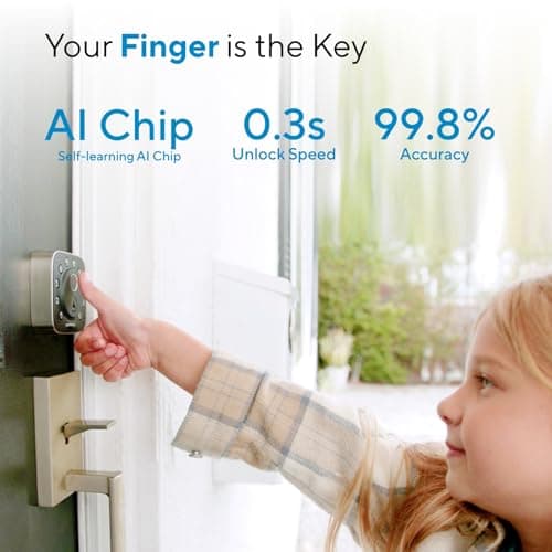 ULTRALOQ Bolt Fingerprint Smart Lock with Door Sensor, Built-in WiFi Deadbolt Front Door Lock with Fingerprint, Code, App, Auto Unlock, Auto-Lock, Remote Access, Works with Apple Home, Google, Alexa