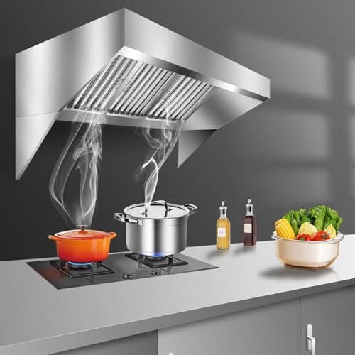 9FT Commercial Exhaust Hood - 201 Stainless Steel Rust-Resistant Vent Hood with 4 Detachable U-Shaped Grid Oil Filters for Commercial Kitchens (Food Truck/Concession Trailer/Restaurant) — view 5
