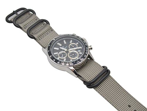 Alxptino Nylon Watch Band for Men - Soft and Durable Watch Strap with Black PVD Brushed Buckle (Grey, 22mm) — view 3
