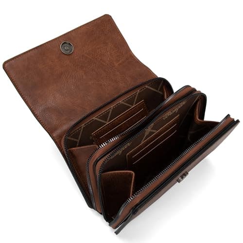 Wrangler Flap CrossBody Bag for Women Small Clutch Wallet Purse Trendy Shoulder Bag with Chain Strap Brown Gift WG149-236DBR — view 4
