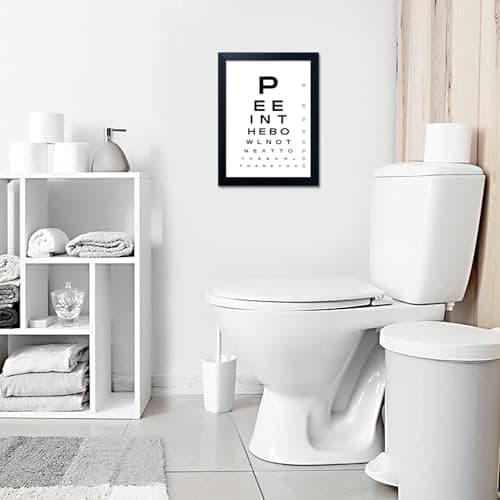Funny Bathroom Signs Framed Black and White Bathroom Wall Decor Eye Chart Wall Art Humor Canvas Print Poster Fun Toilet Decor — view 5