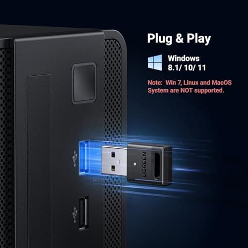 UGREEN USB Bluetooth 5.3 Adapter for PC, Plug & Play for Windows 11/10/8.1, Bluetooth Dongle Receiver for Keyboard/Mouse/Headphone/Speakers/Printer — view 3