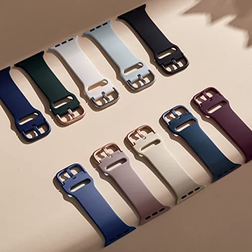 Sport Band Compatible with Apple Watch Bands 49mm 46mm 45mm 44mm 42mm 41mm 40mm 38mm, Soft Silicone Replacement Strap with Classic Clasp for iWatch Series 11 10 9 8 7 6 5 4 3 2 1 SE Ultra Women Men — view 2