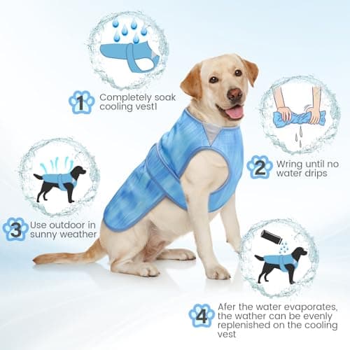 Tikibest Summer Dog Cooling Vest - Lightweight Dog Cooling Jacket, Breathable Shirt for Walking, Outdoor Hunting Training and Camping (M) — view 4
