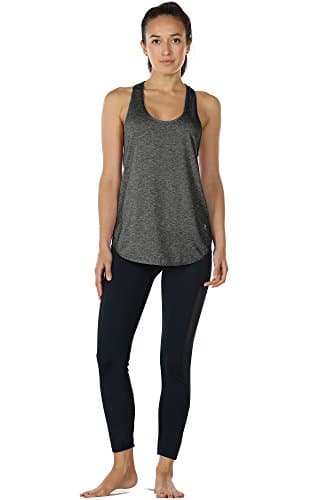 icyzone Workout Tank Tops for Women - Athletic Yoga Tops, Racerback Running Tank Top (L, Charcoal/Army)