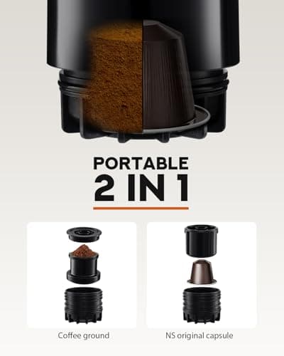 PHCOHIDO Portable Coffee Maker for Travel & Camping, Travel Lightweight Coffee Machines, Manually Operated, Compatible with Ground Coffee & NS Capsule Black (1Pcs) — view 2