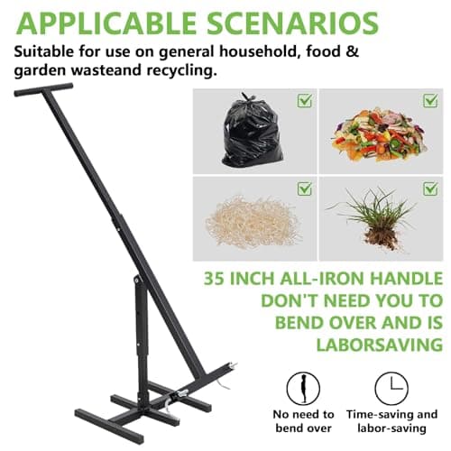 Ningering Manual Trash Compactor, Compacting Trash Can Kitchen, Garbage Compactor with Adjustable Handle for 120-600L Wheelie Bins — view 5