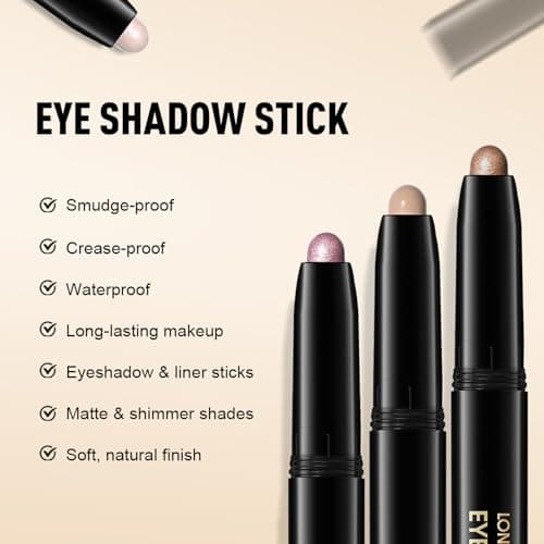 Wugbc Eyeshadow Stick Waterproof Cream Eye Shadow Pencil Long-Lasting Crease-Proof Shimmer Glitter Eyeshadow Crayon Smooth High Pigmented Highlighter Neutral Eye Shadow Liner Makeup, 1 CARAMEL — view 4
