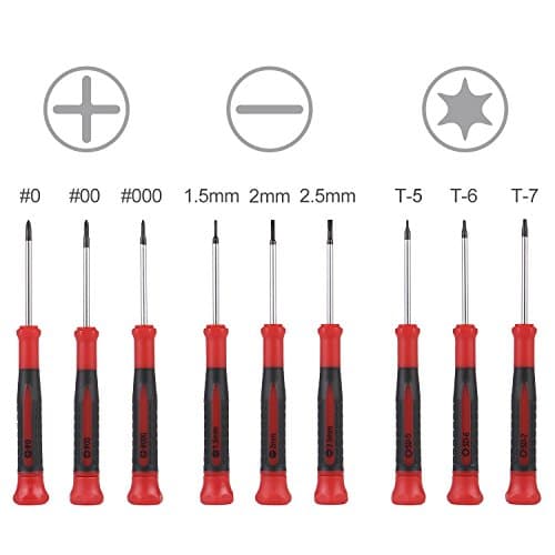 EFFICERE 9-Piece Precision Screwdriver Set | Phillips #0, #00, #000 | Flat 1.5mm, 2.0mm, 2.5mm | Torx T5, T6, T7 | Durable Chrome Vanadium Steel Shaft, Magnetic Tip, Ergonomic Grip, and Swivel End Cap — view 2