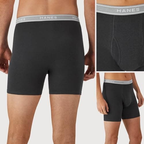 Hanes Men's Boxer Brief Underwear Pack, Cotton Boxer Briefs with Comfort Flex Waistband, Moisture-Wicking, 12-Pack — view 3