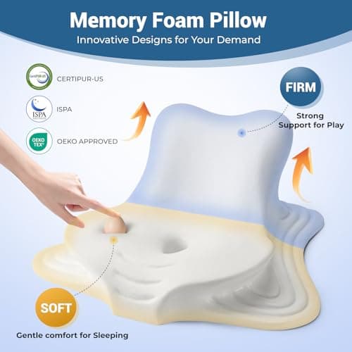WOGAHEV Reading Pillow for Bed, Lying, Leaning and Prone, Ergonomic Memory Foam Bed Wedge Pillow for Headboard, Chin & Back Support Pillows on Bedrest Couch Floor- Cream