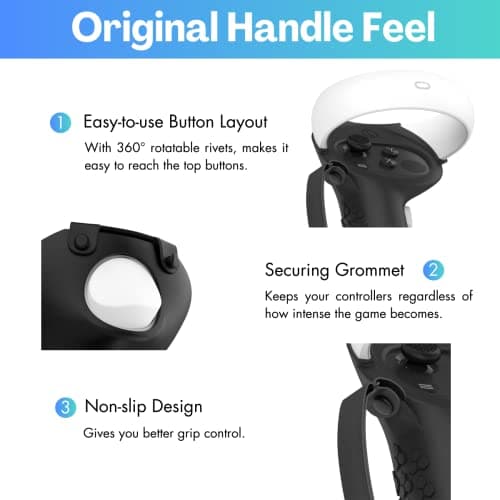 AMZDM Controller Grip for Oculus Quest 2 Accessories Grips Cover for VR Touch Controllers Covers Protector with Non-Slip Thumb Grips 1Pair Black — view 4