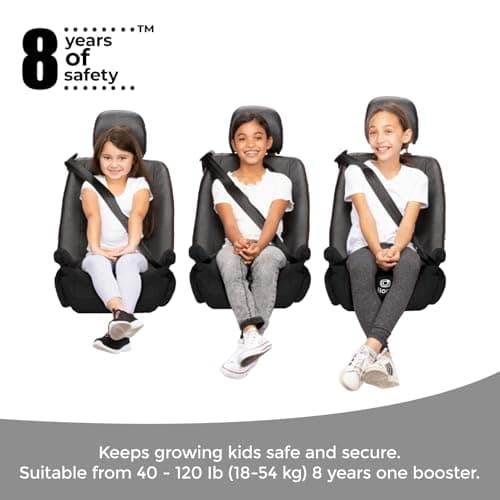 Diono Solana, No Latch, Single Backless Booster Car Seat, Lightweight, Machine Washable Covers, Cup Holders, Black — view 2