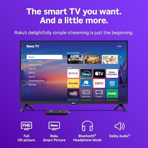 Roku Smart TV 2026 – 32-Inch Select Series, 1080p Full HD TV – Roku TV with Voice Remote – Flat Screen LED Television with Wi-Fi for Streaming Live Local News Sports & Movies, Bluetooth Headphone Mode — view 2
