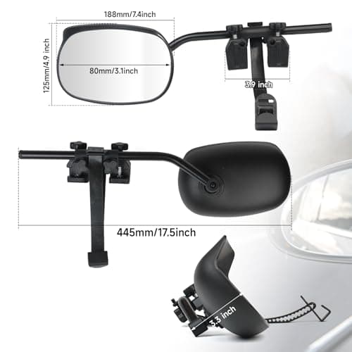 Universal Clip on Towing Mirror, 2026 New Extensions for Towing Side Mirror Extender with RainGuard Adjustable Convex Snap and Zap Tow Mirrors for Car Truck Trailer RV SUV Driver and Passenger Side