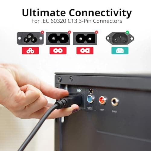 Kado 3 Prong AC Power Cable 1.5m, 5 Feet 125 Volts 10 Amps Power Cord — view 4