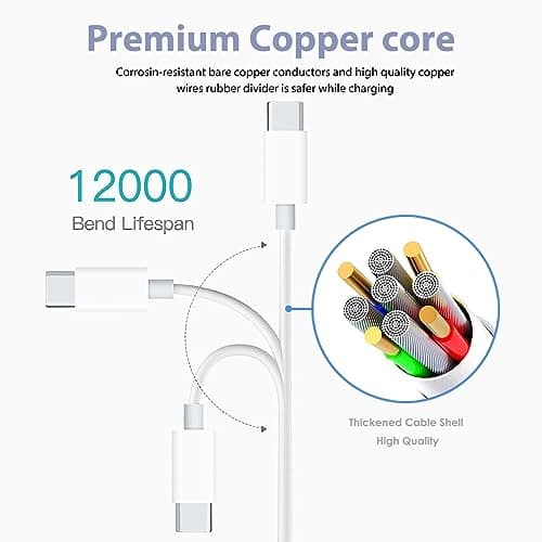 2 Pack 10FT Car Carplay Data Transfer Cable for iPhone 17 Air/16E 16 Plus 15 Pro Max，iPad Pro 12.9 13, Air 5 4, Mini 6 USB A to USB Type C Charger Charging Cord,Samsung Galaxy Tab A7 A8 A9 S10+ S9 S8