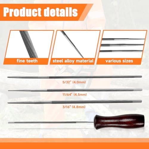 YINGKESI 10 PC Chainsaw Sharpener Kit with 5/32" 3/16" 11/64" Round File — view 3