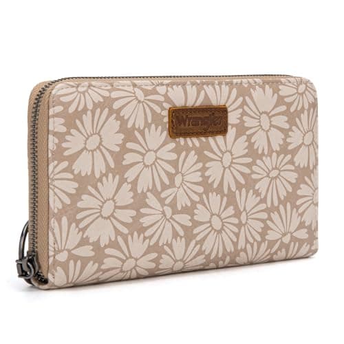 Wrangler Women's Khaki Daisy Wallet Wallets, Card Cases & Money Organizers Large Capacity Phone Wallet Ladies Female Wallets with Smooth Zipper and ID Window — view 3