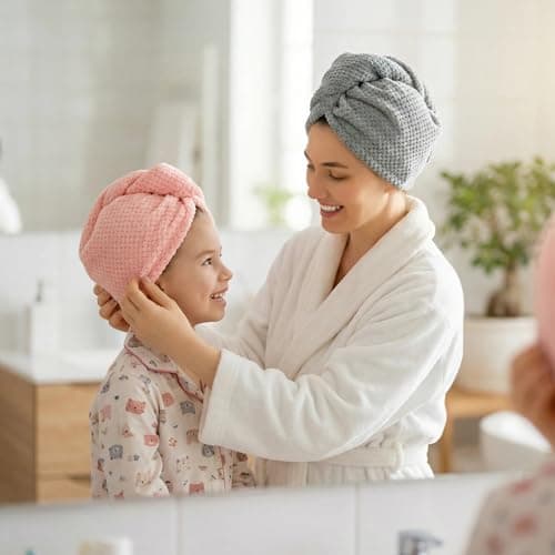 FIONSUN Hair Towel Wrap for Women - Super Absorbent Microfiber Hair Towels for Quick Drying - Anti-Frizz Microfiber Towel Serviette Cheveux for Curly & Long Hair
