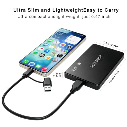 GODBPNYMU External Hard Drive, USB 3.0-C Plug-and-Play,Portable Hard Drive — view 5