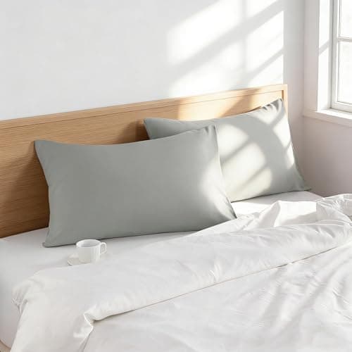 Aerlomi King Pillow Cases - 2 Pack - Envelope Closure - Soft Brushed Microfiber - Wrinkle, Stain, Shrinkage and Fade Resistant Pillow Covers King Size 20 X 36 Inches (Light Grey)