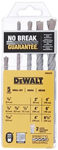 Dewalt DW5470 5-Piece Rock Carbide SDS Plus Hammer Bit Set
